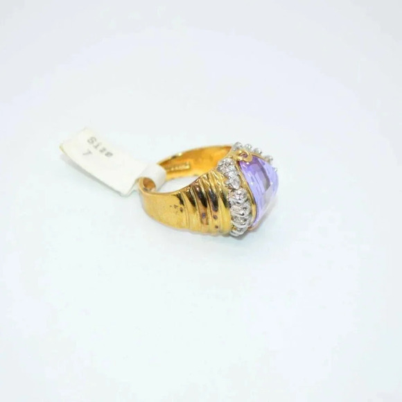 EDCO Purple Faceted Glass Cubic Zirconia Gold Verm - Picture 2 of 5
